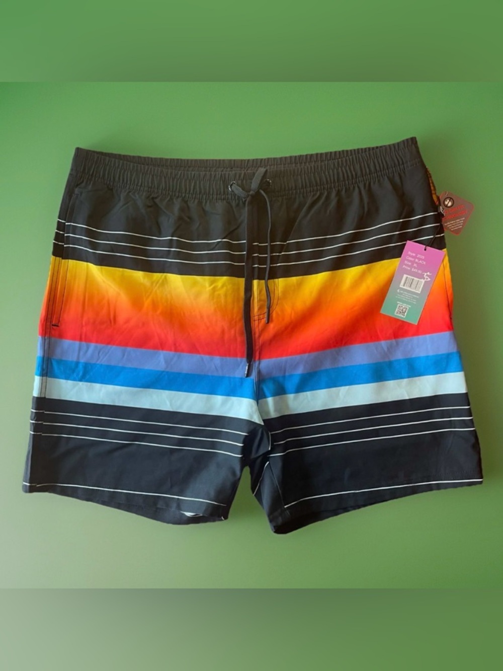 Uzzi Amphibious Gear Men's Swim Trunks XL - Sunset Stripe Board Shorts UPF 30+